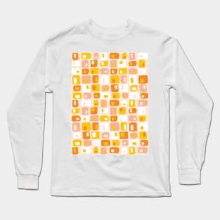 Funky Squares Retro Pattern Pink, Orange, Yellow Long Sleeve T-Shirt